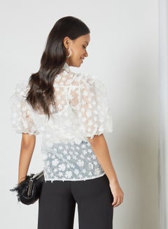 sister jane All-Over Flower Applique Top Ivory  - Image 2
