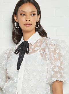 sister jane All-Over Flower Applique Top Ivory  - Image 4