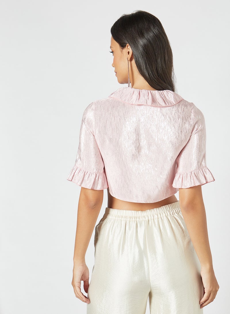 Ruffle Cropped Blouse Pink - v1621923626/N45951248V_2