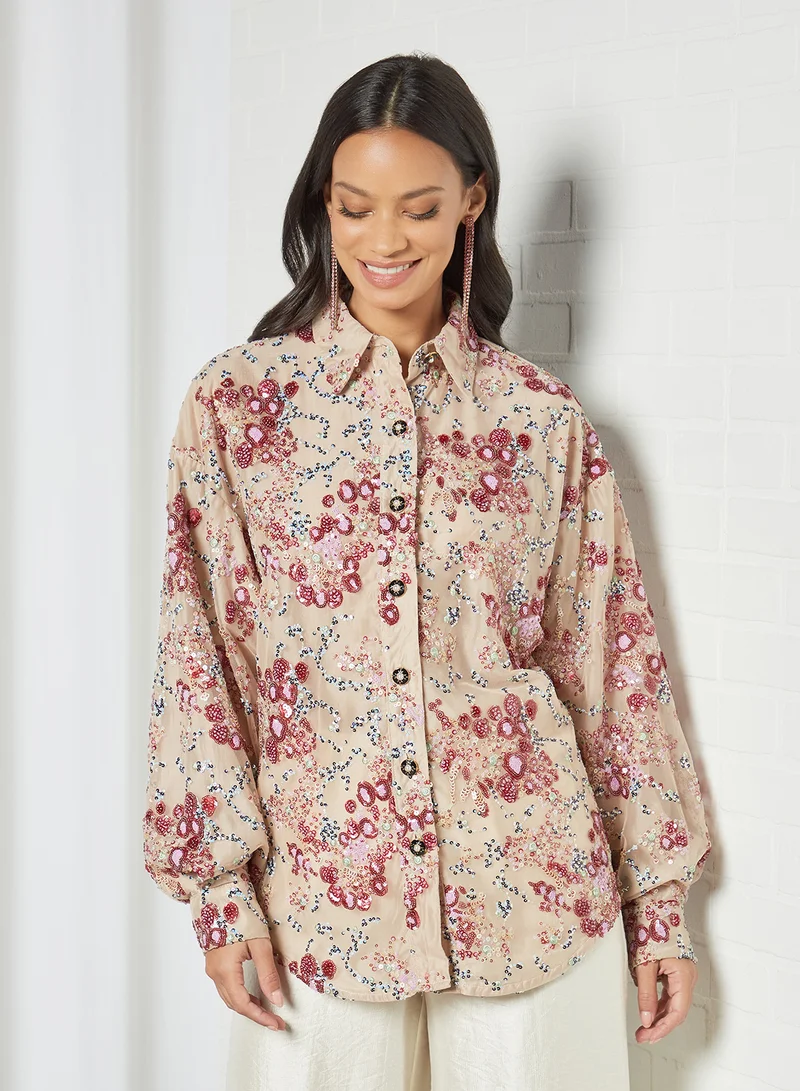 sister jane Sequin Oversized Shirt