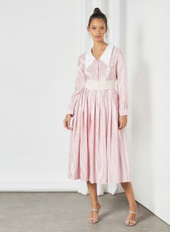 sister jane Pleated Midi Dress Pink  - Image 3
