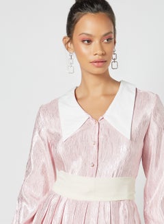 sister jane Pleated Midi Dress Pink  - Image 4