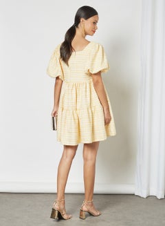 sister jane Puff Sleeve Tweed Mini Dress Yellow  - Image 2