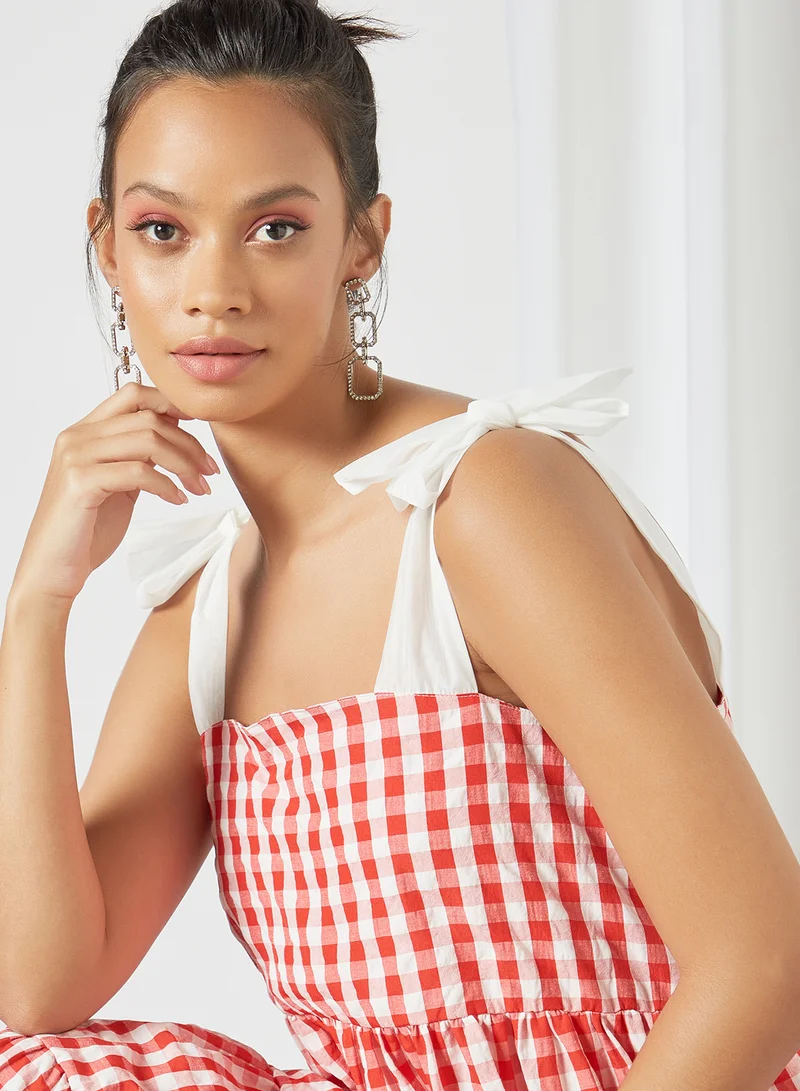 sister jane Gingham Tiered Dress Red