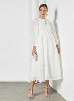 sister jane Flower Applique Midi Dress White  - Image 1