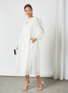 sister jane Flower Applique Midi Dress White  - Image 3