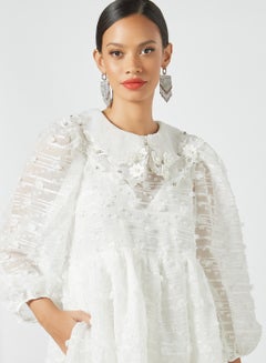 sister jane Flower Applique Midi Dress White  - Image 4