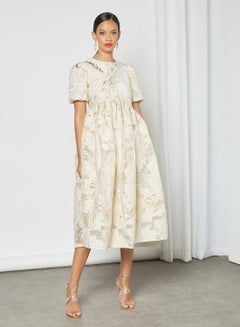sister jane Jacquard Midi Dress Beige  - Image 1