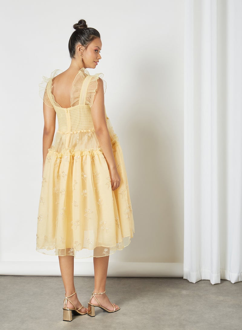 sister jane - Sequin Midi Dress Yellow - Image 1