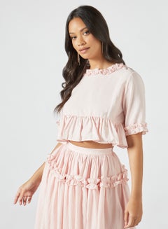 sister jane Ruffled Crop Top Pink  - Image 1