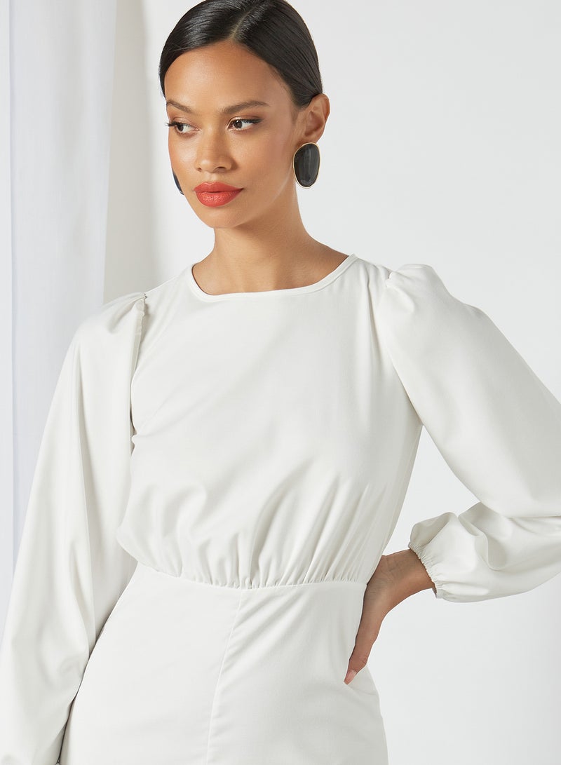 Closet London Puff Sleeve Midi Dress Ivory  - Image 4