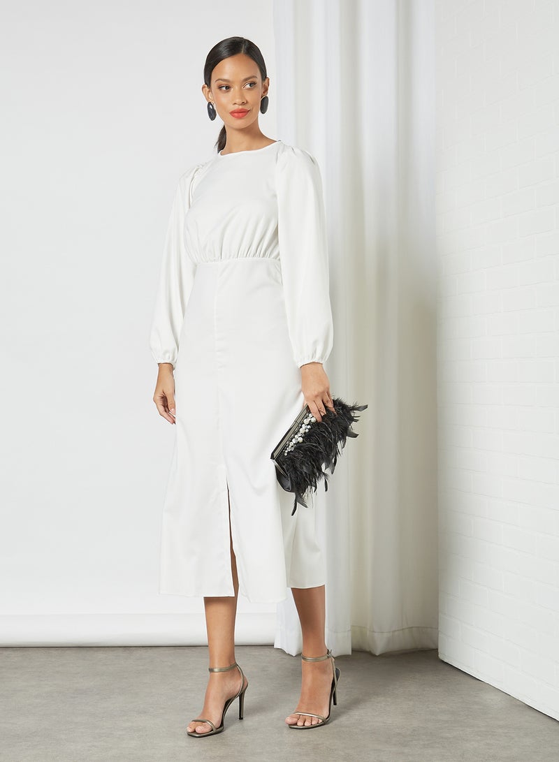 Closet London Puff Sleeve Midi Dress Ivory  - Image 1