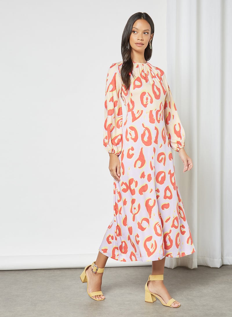 Closet London - Gathered Neck Printed Dress Multicolour - Image 1