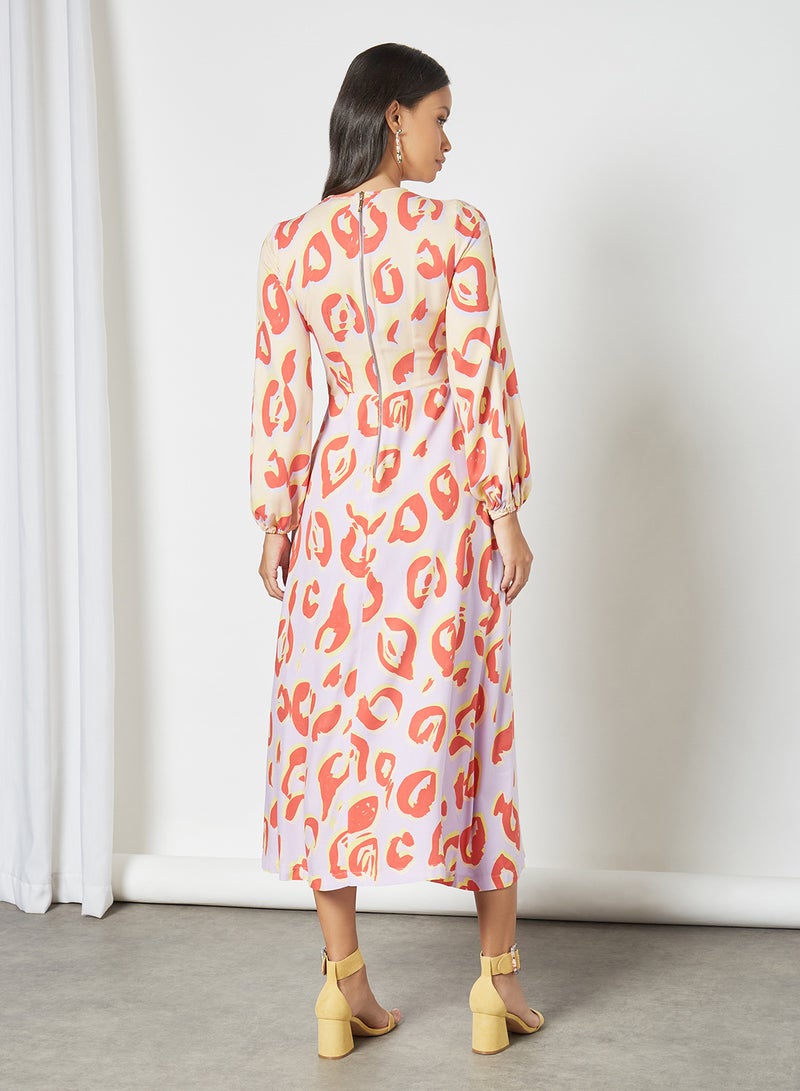 Closet London - Gathered Neck Printed Dress Multicolour - Image 1