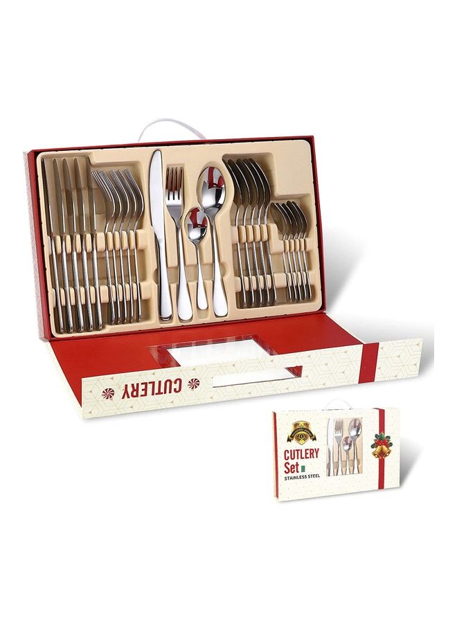 XiuWoo 24-Piece Of Elegant Life Cutlery Set Silver