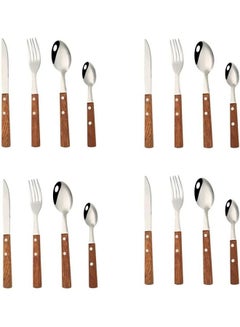 16-Piece Dinnerware Cutlery Set Brown/Silver