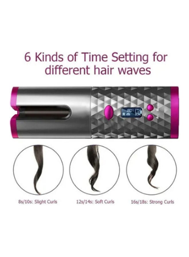 أداة تجعيد الشعر القابلة للشحن رمادي/وردي 18سم - Image 4