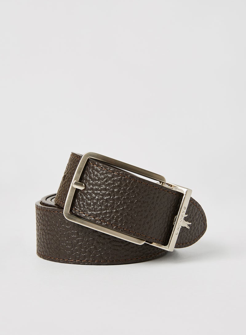 LACOSTE Grained Leather Belt Chocolate  - Image 1