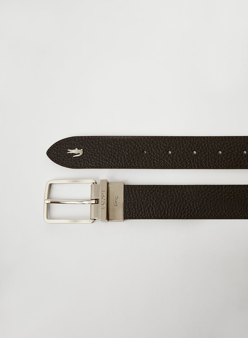LACOSTE Grained Leather Belt Chocolate  - Image 4