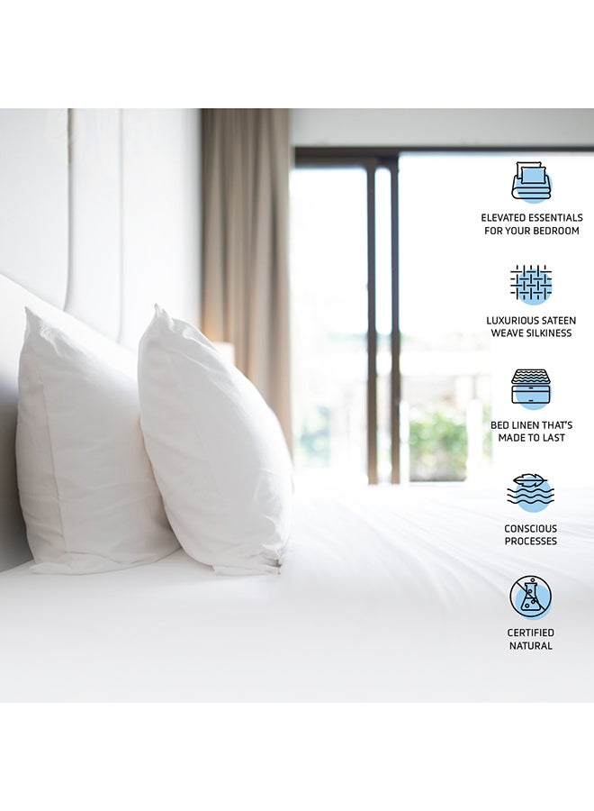 rocketlinen 4-Piece 400 Thread Count Bed Sheet Set Queen Pure Cotton White - Image 2