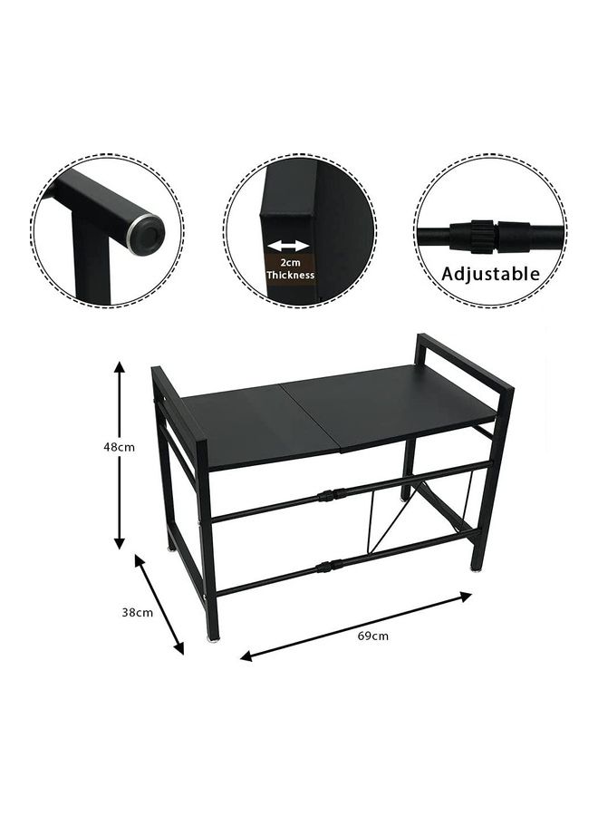 Yatai - Adjustable Microwave Oven Rack Black 38x2x48cm - Image 1