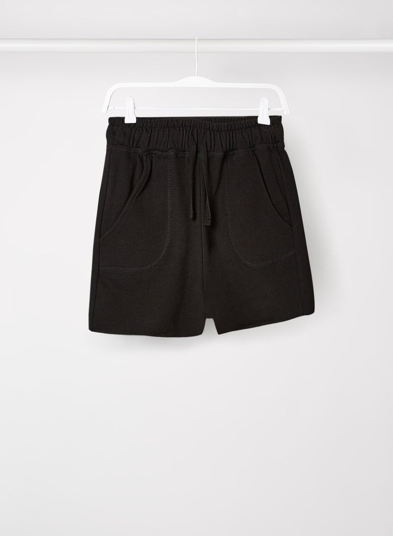 مانجو شورت بخصر مطاطي للأطفال والمراهقين أسود - Image 1