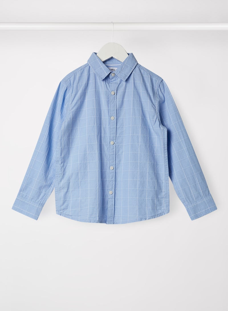 مانجو قميص بطبعة مربعات للأطفال والمراهقين أزرق - Image 1