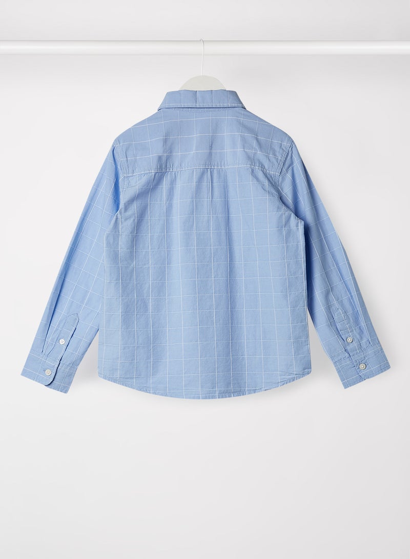 مانجو قميص بطبعة مربعات للأطفال والمراهقين أزرق - Image 2