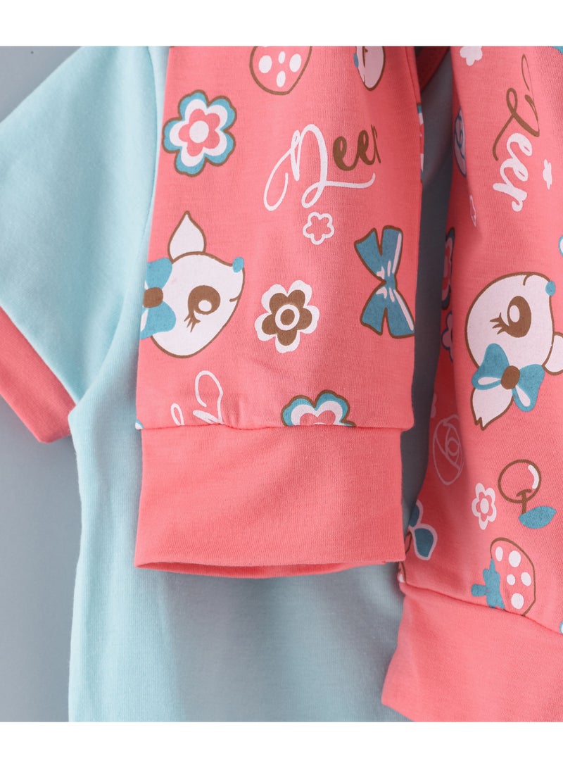 babyqlo Deer Printed Glow In The Dark Pyjama Set Multicolour  - Image 5