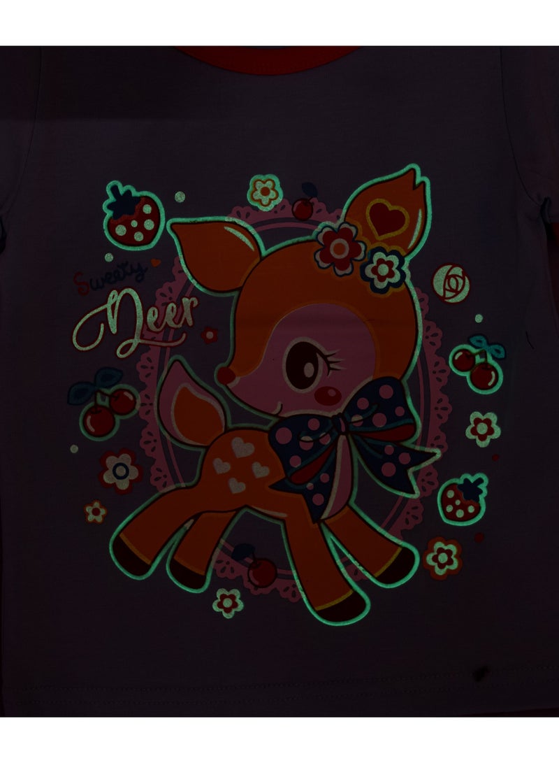 babyqlo Deer Printed Glow In The Dark Pyjama Set Multicolour  - Image 4