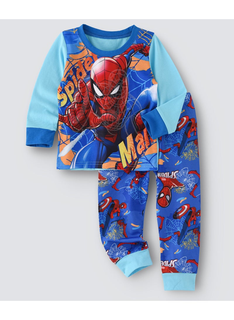 babyqlo Spiderman Printed Glow In The Dark  Pyjama Set Multicolour  - Image 1