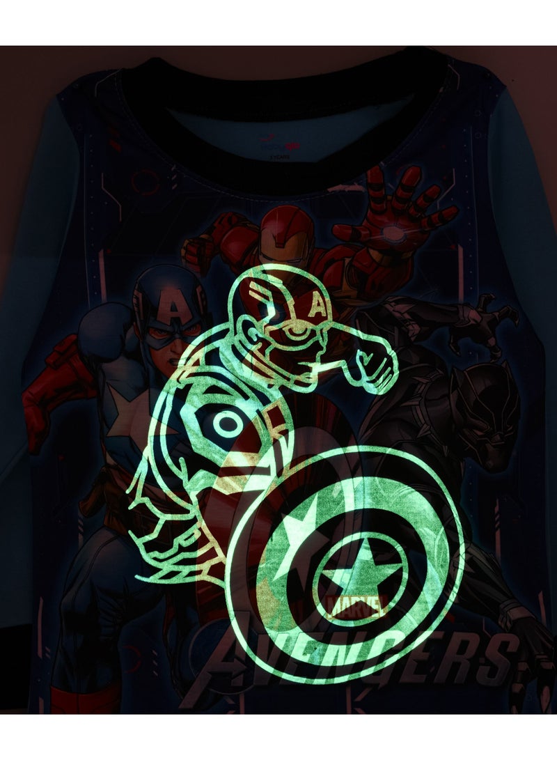 babyqlo Avengers Printed Glow In The Dark  Pyjama Set Multicolour  - Image 3