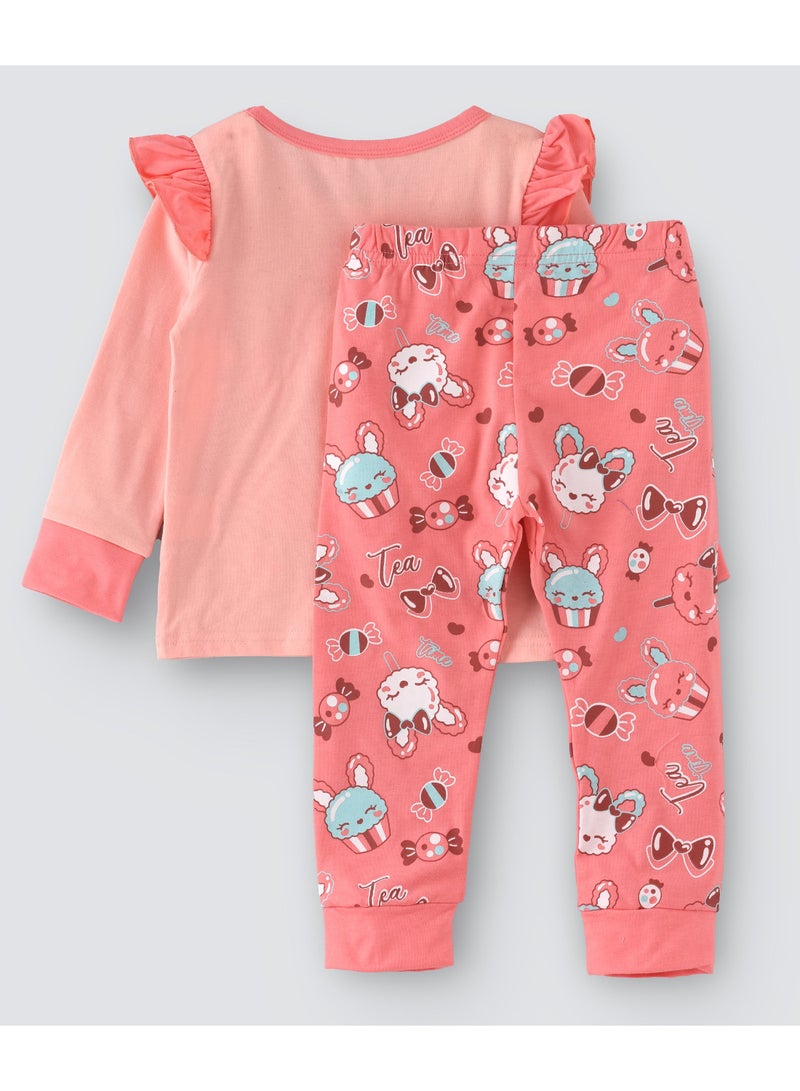 babyqlo Tea Time Printed Glow In The Dark  Pyjama Set Multicolour  - Image 2