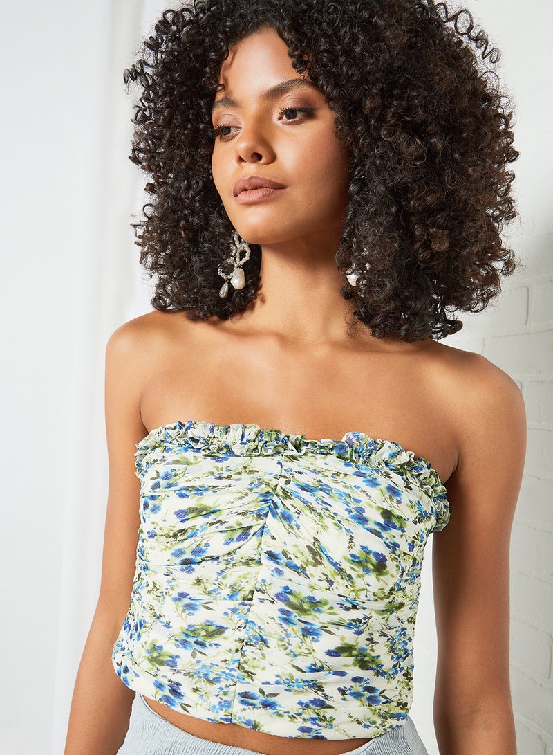 MANGO - Floral Print Tube Top Multicolour - Image 1