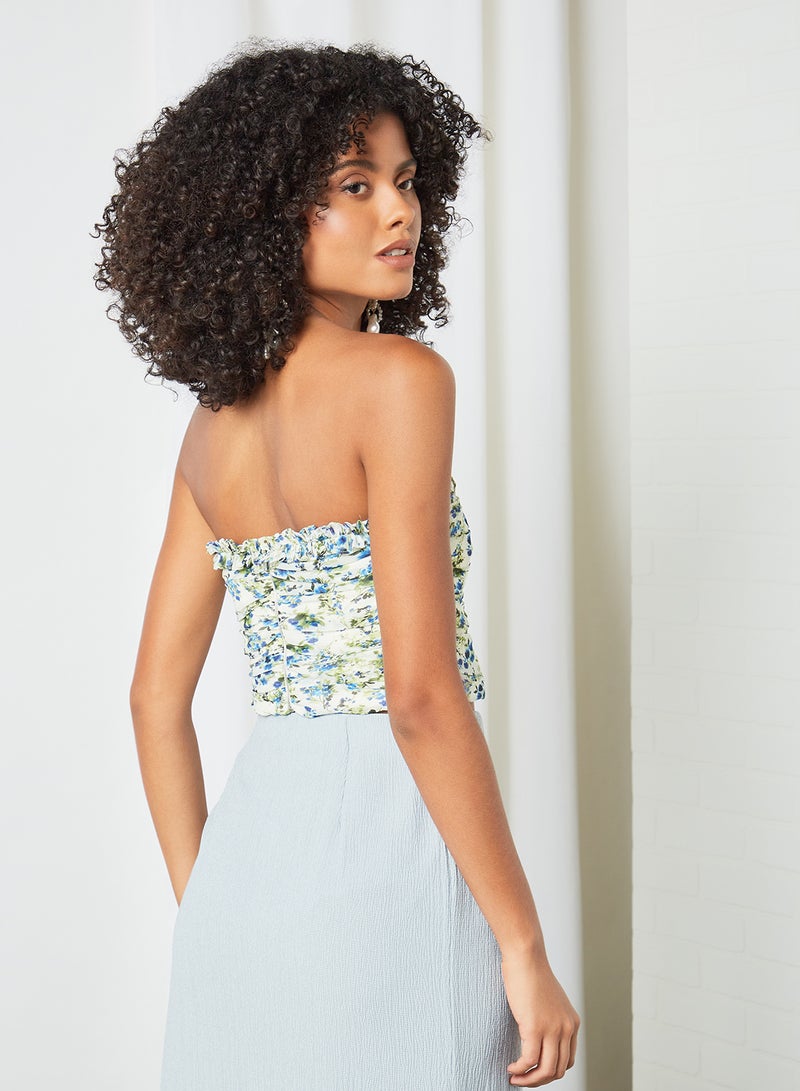 MANGO - Floral Print Tube Top Multicolour - Image 1