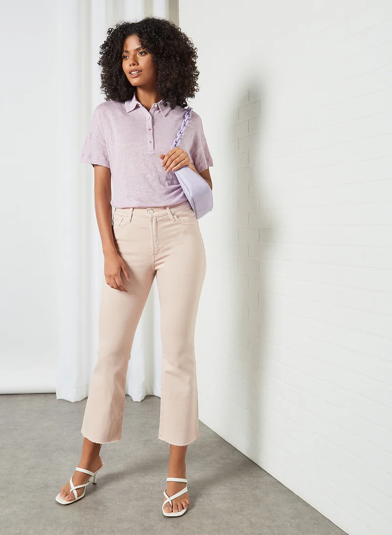 MANGO Cropped Jeans Pastel Pink