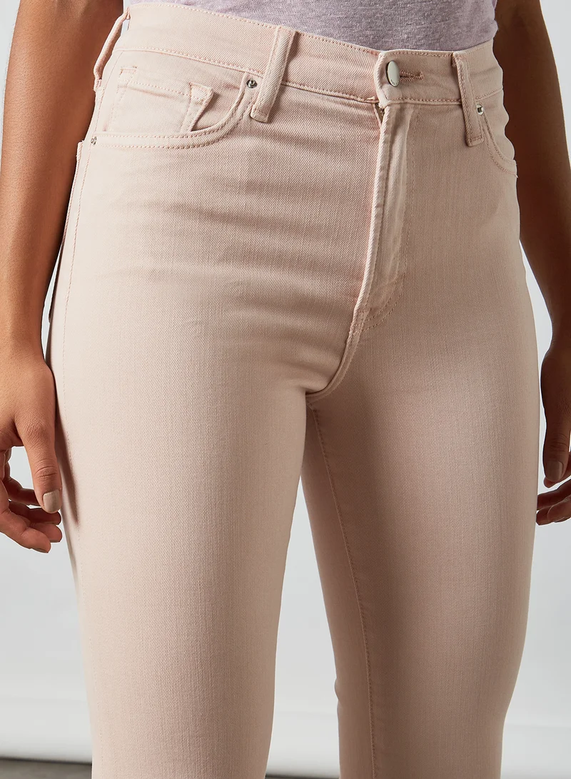 MANGO Cropped Jeans Pastel Pink