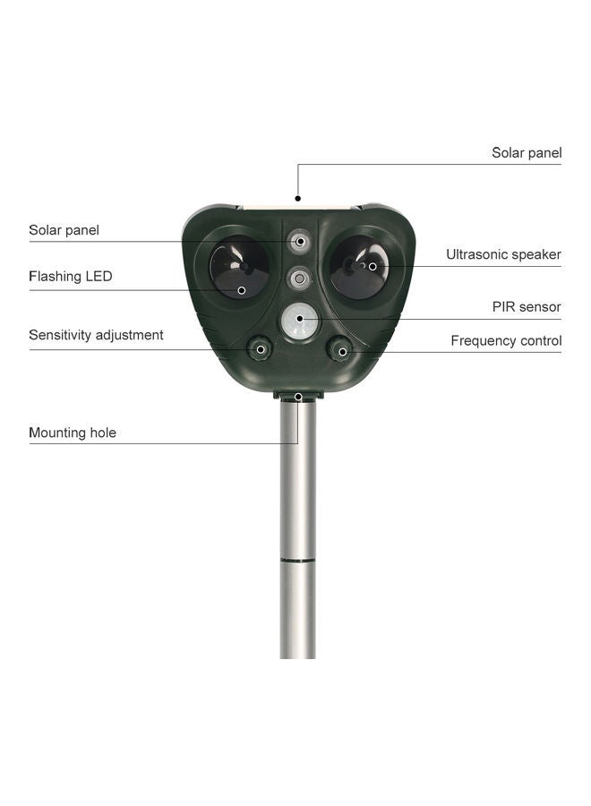 Generic - Solar Powered Ultrasonic Animal And Bird Repeller Multicolour 15x13.5x9.5cm - Image 1