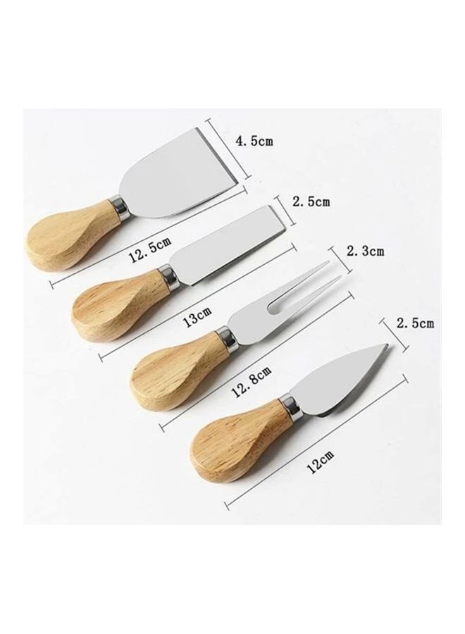 4-Piece Stainless Steel Cheese Spatula Set Silver/Beige - Image 1
