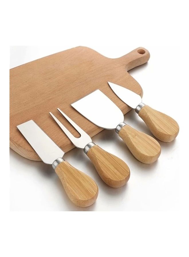 4-Piece Stainless Steel Cheese Spatula Set Silver/Beige - Image 2