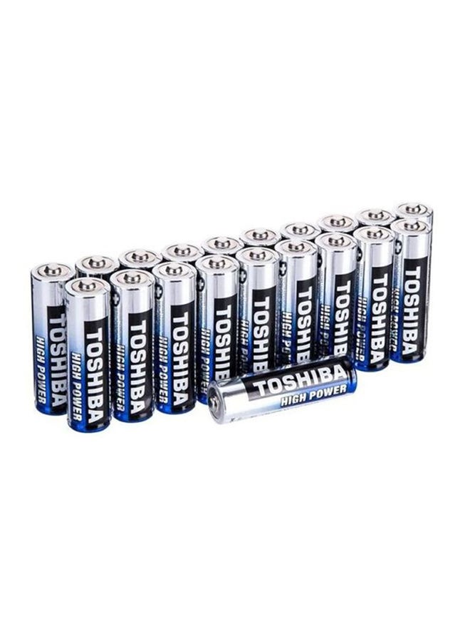 Toshiba 20-Piece High Power AA Alkaline Batteries Blue/Black/Silver  - Image 1