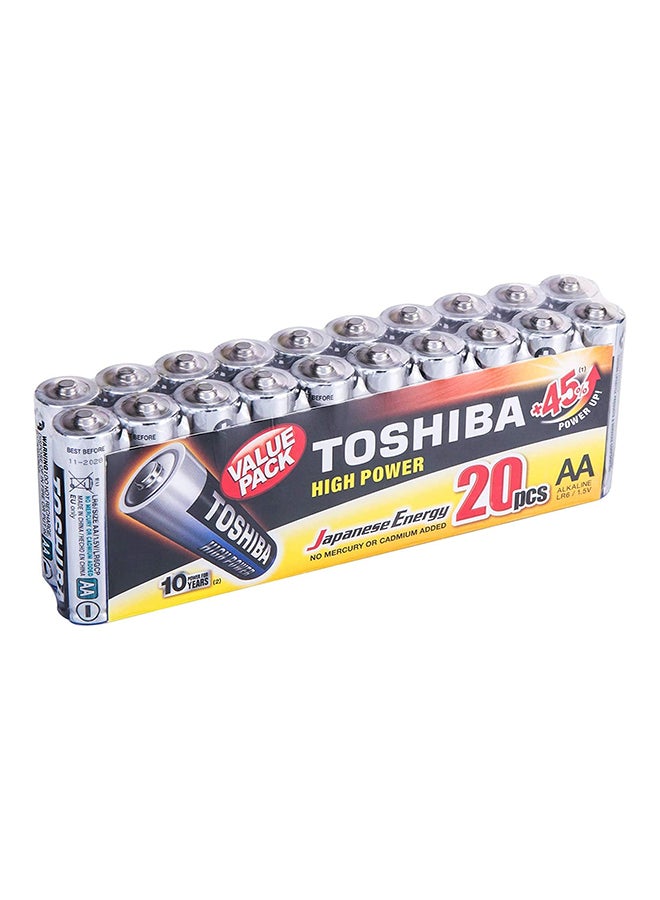 Toshiba 20-Piece High Power AA Alkaline Batteries Blue/Black/Silver  - Image 2