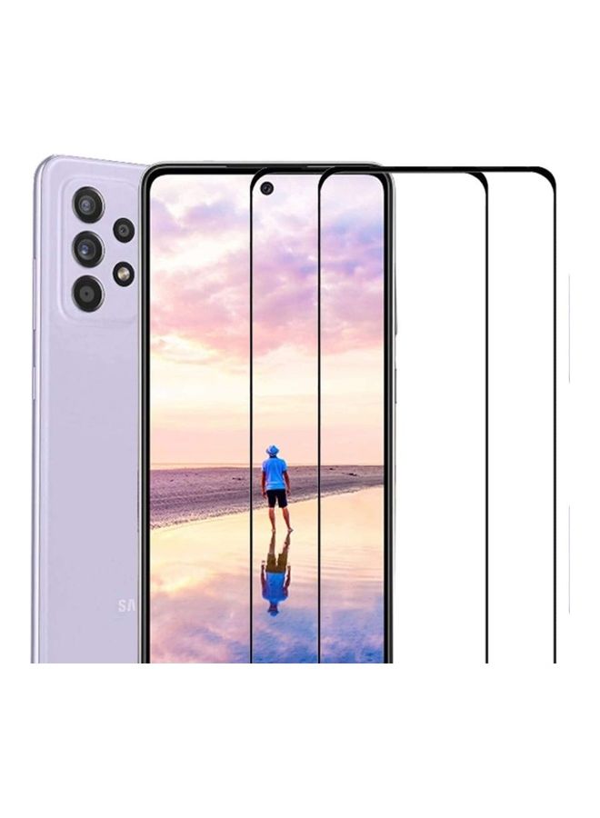 ICS 2-Piece Tempered Glass Screen Protector For Samsung Galaxy A72 Clear/Black