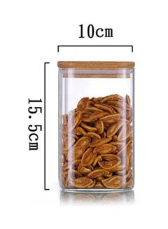 Lushh 2-Piece Square Glass Storage Jar With Lid Clear/Brown 750ml  - Image 3