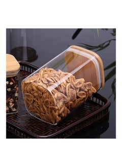 Lushh 2-Piece Square Glass Storage Jar With Lid Clear/Brown 750ml  - Image 2