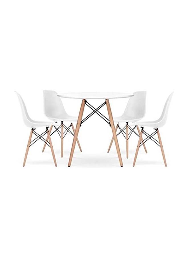 Generic 5-Piece Round Table With Eames Chairs White 80x70x546cm  - Image 1