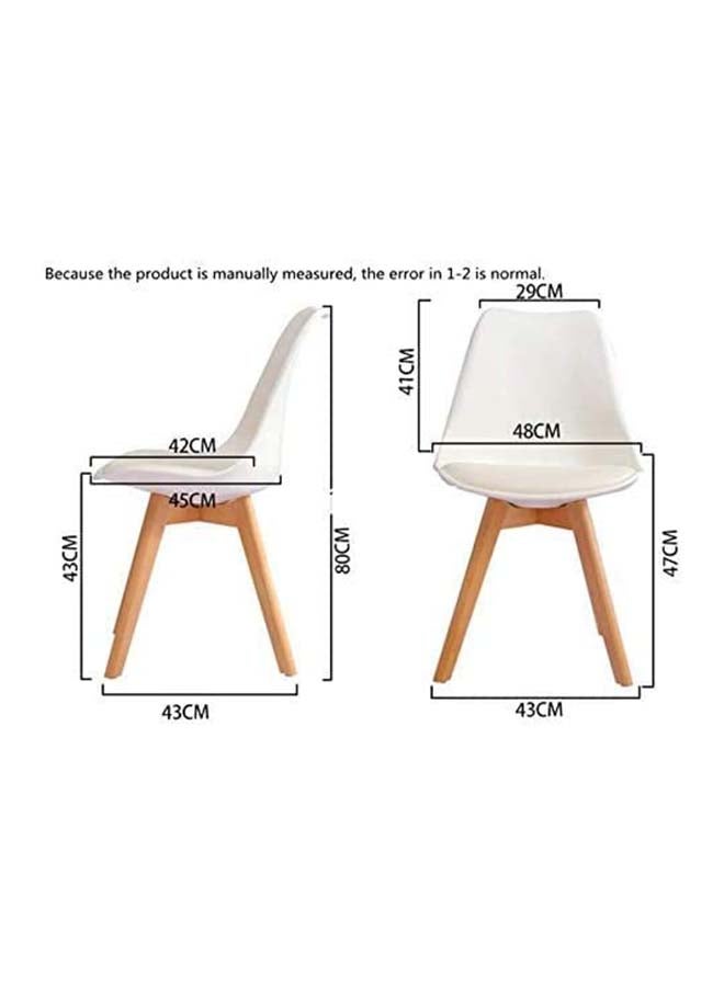 Generic 5-Piece Rectangle Table With Tulip Plastic Chairs with Cushioned Seats White 80x75x48cm  - Image 2