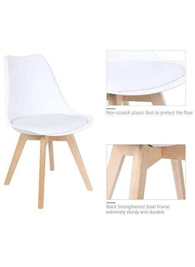 Generic 5-Piece Rectangle Table With Tulip Plastic Chairs with Cushioned Seats White 80x75x48cm  - Image 3
