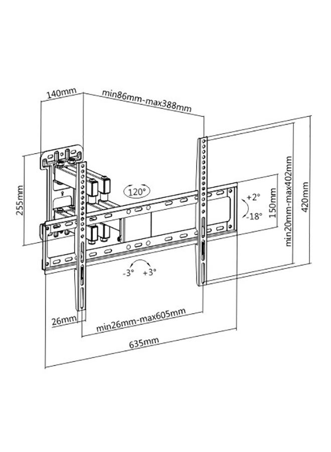 Newstar TV Wall Bracket Mount Swivel for upto 80 Inch LED, LCD, OLED and Plasma Flat Screen TVs Black - Image 2