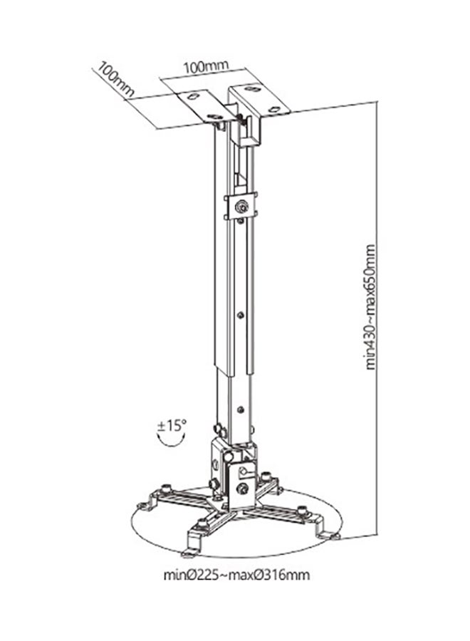 NEWSTAR Height Adjustable Solid Ceiling Projector Mount Black - Image 3